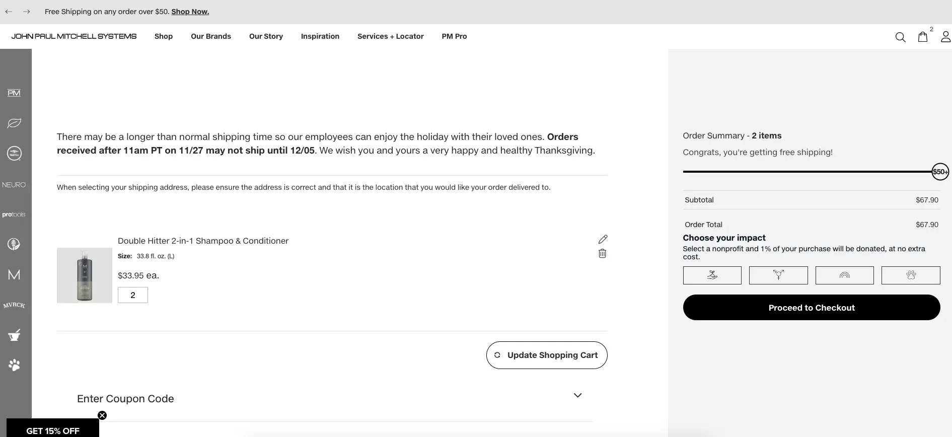 Separate cart page design example