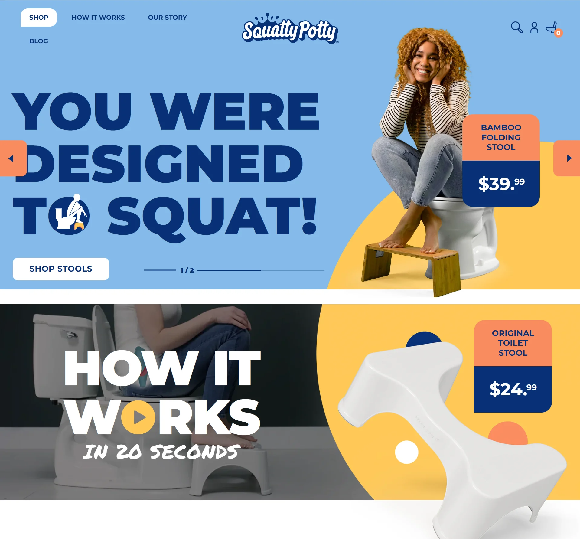Squatty Potty ergonomic stool landing page