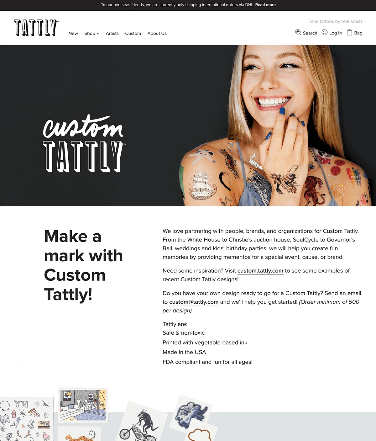 Tattly ecommerce landing page example