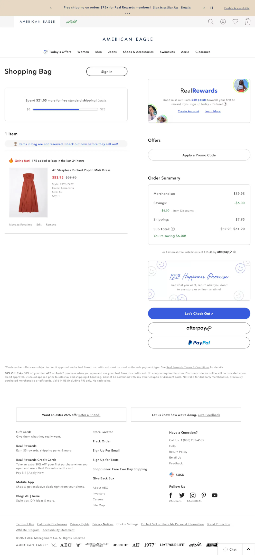 The Eagle shopping cart page design