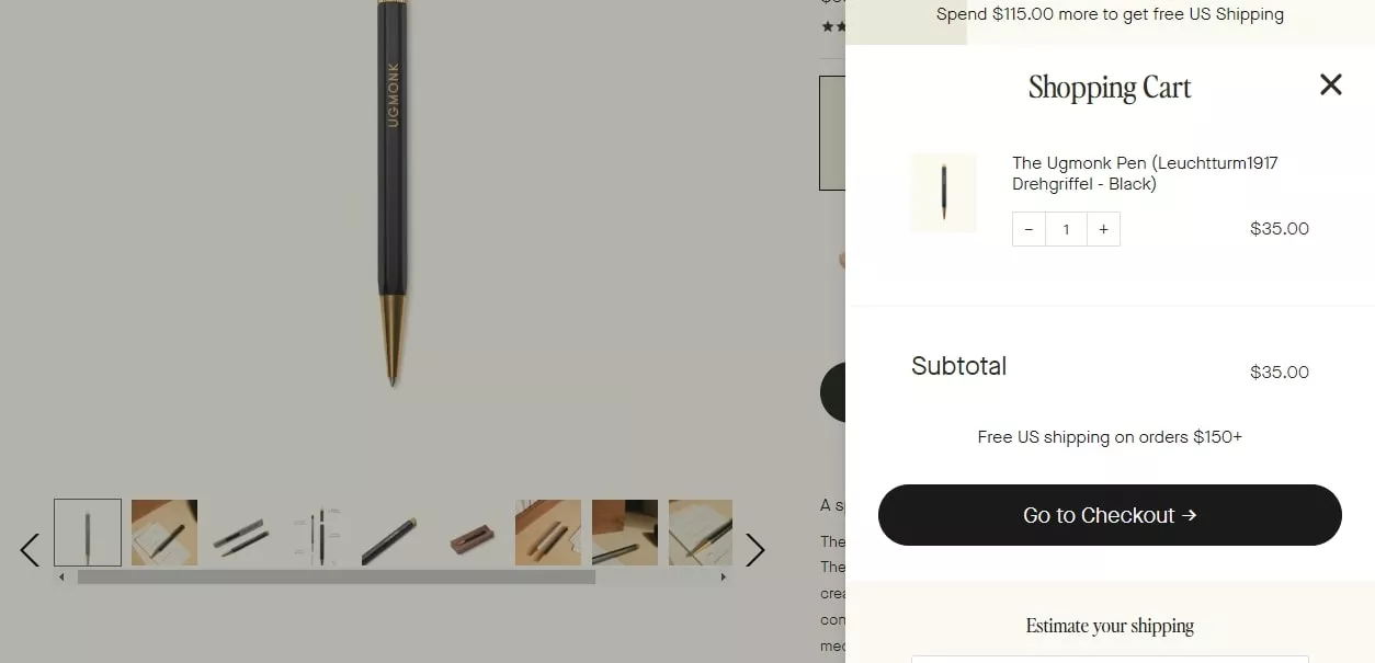 Ugmonk shopping cart page design