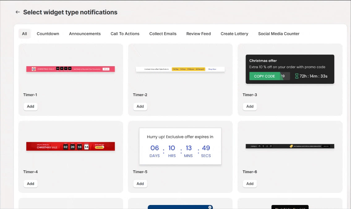 Selecting the video popup widget template in WiserNotify