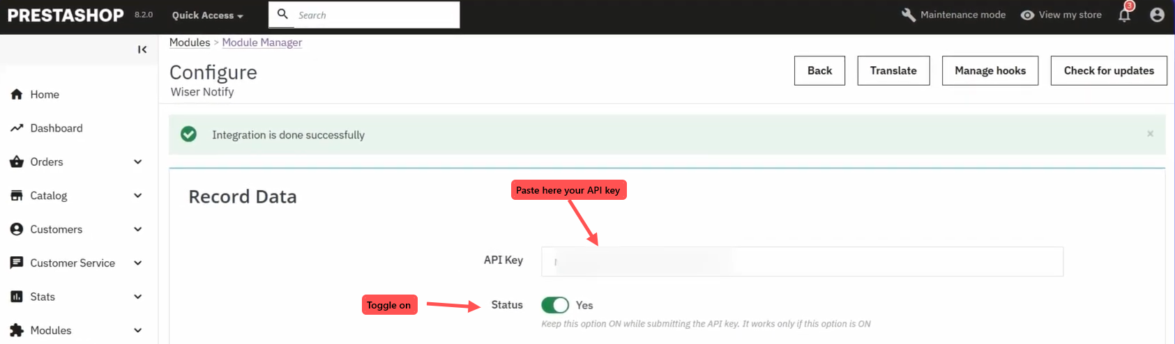Paste your API key
