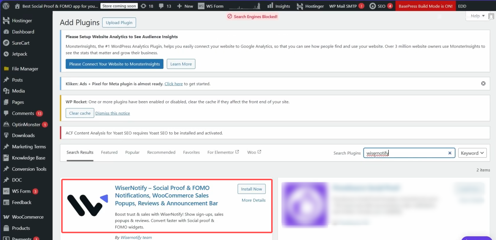 Install the WiserNotify WordPress Plugin