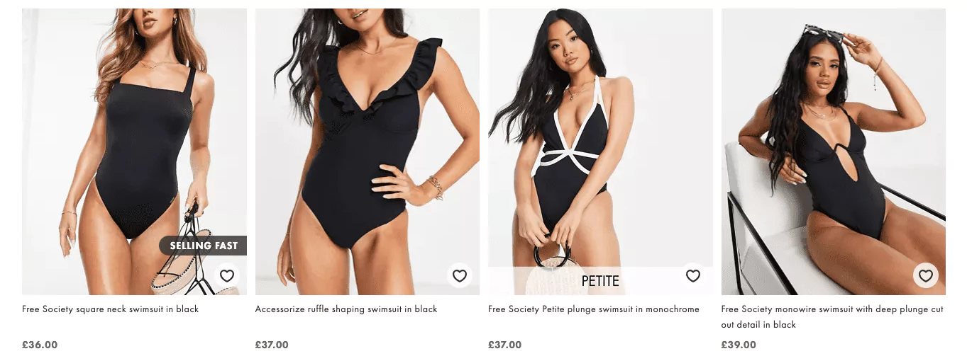 ASOS product listing page