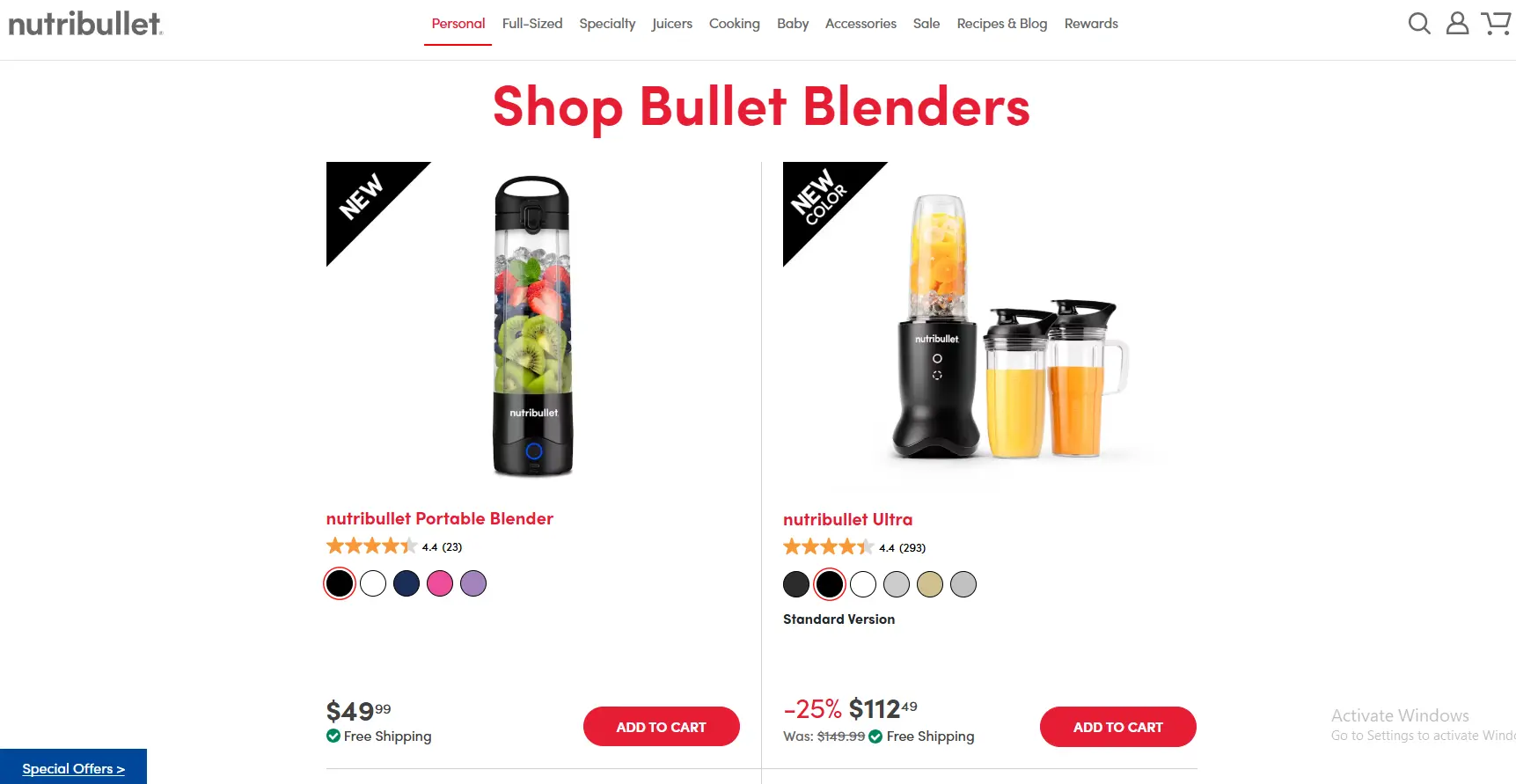 Nutribullet product listing page