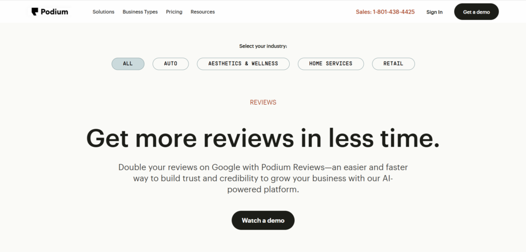 Podium SMS review collection