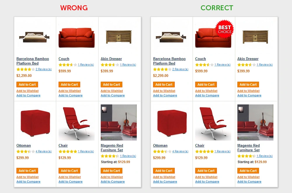 Product labels and badges