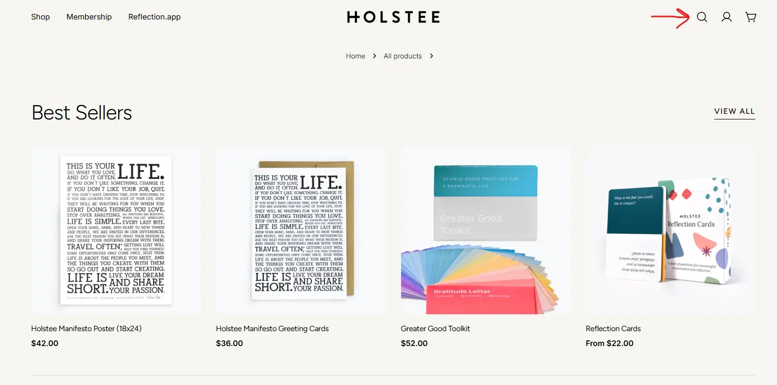 Search integration on product listing pages