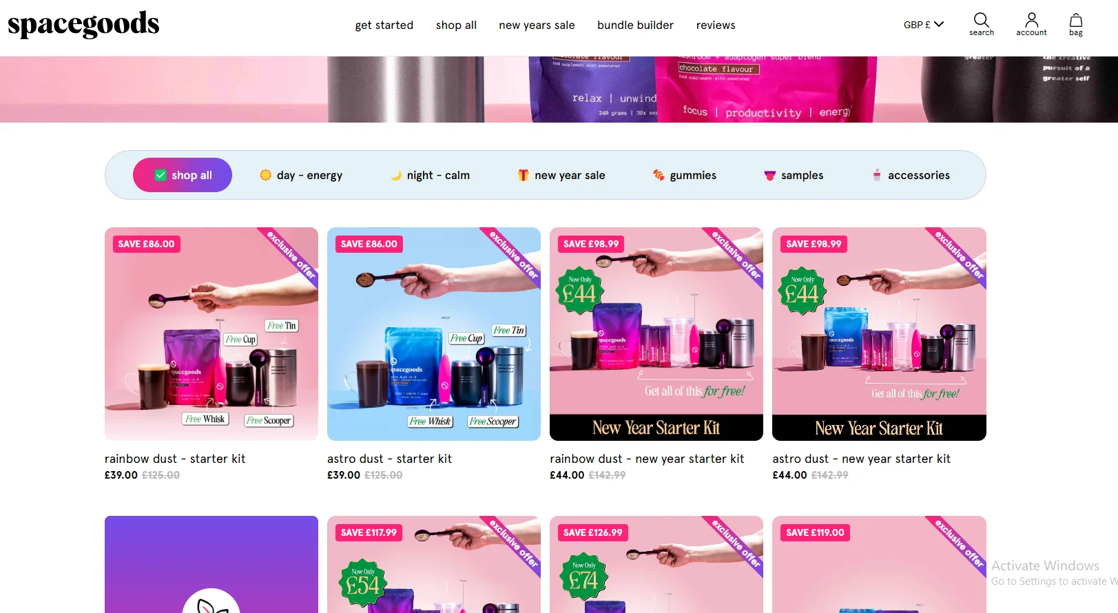 Spacegoods product listing page