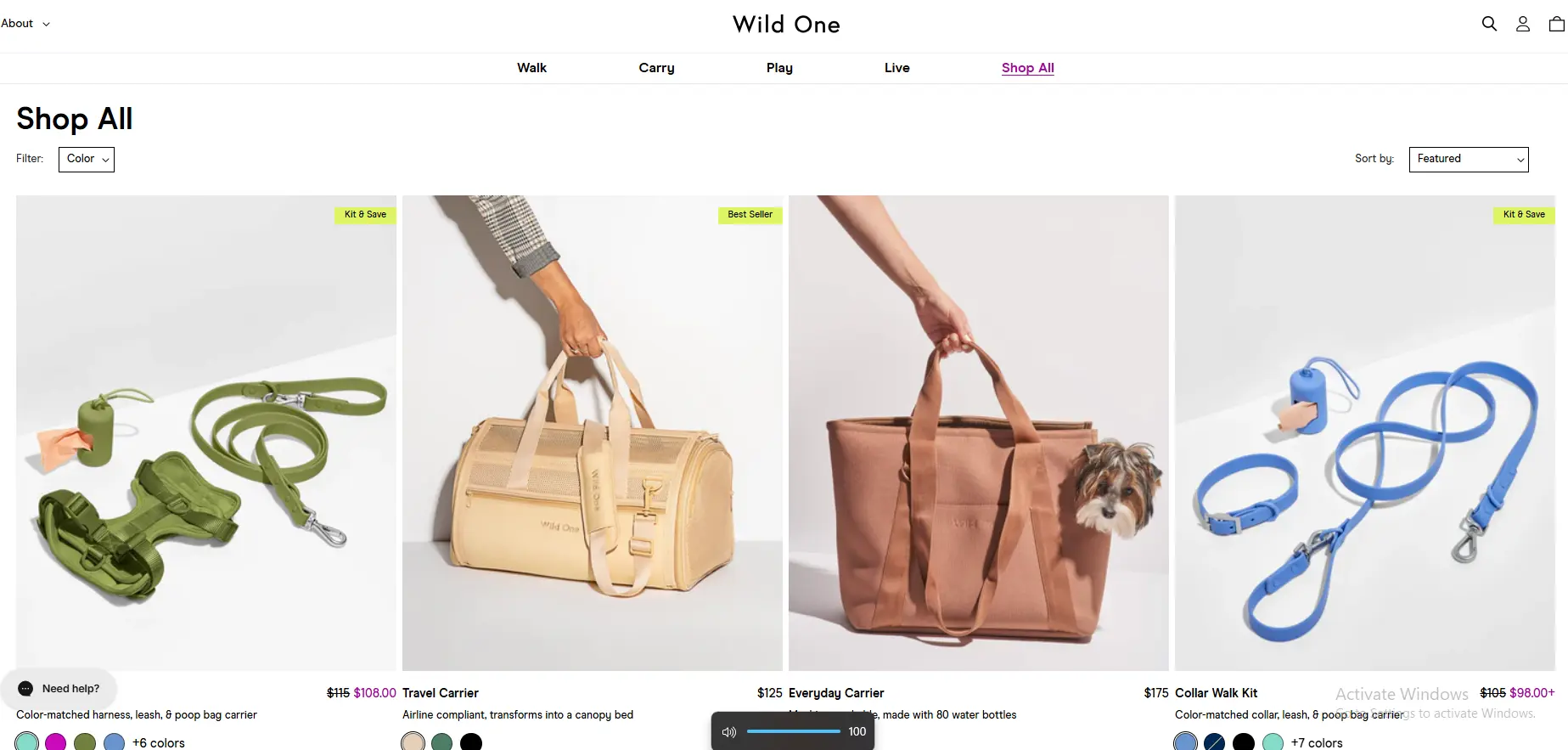 Wild One product listing page