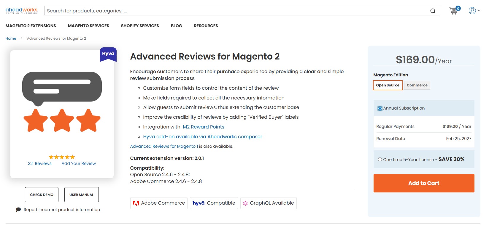 Aheadworks Advanced Reviews for Magento 2
