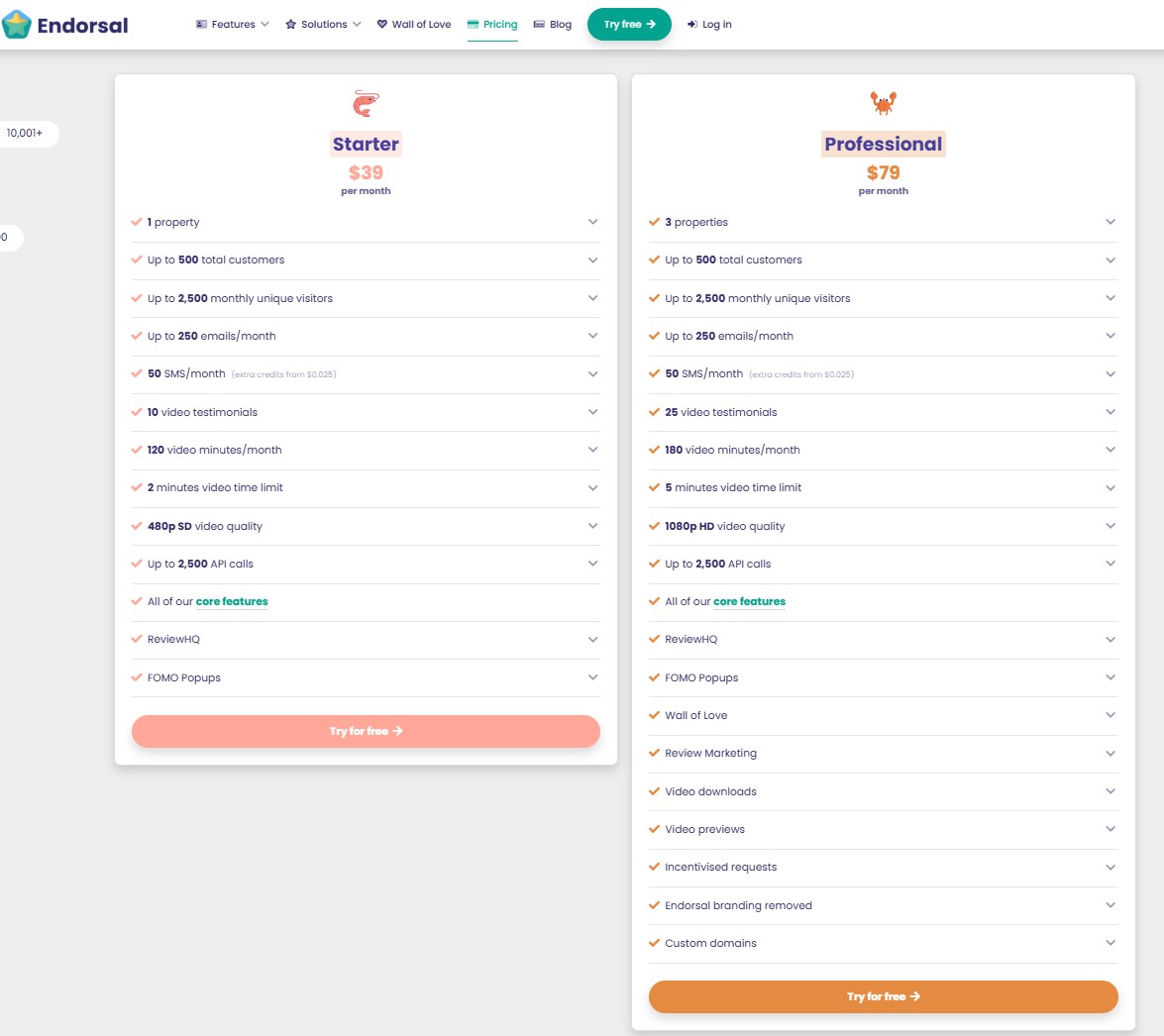 Endorsal pricing
