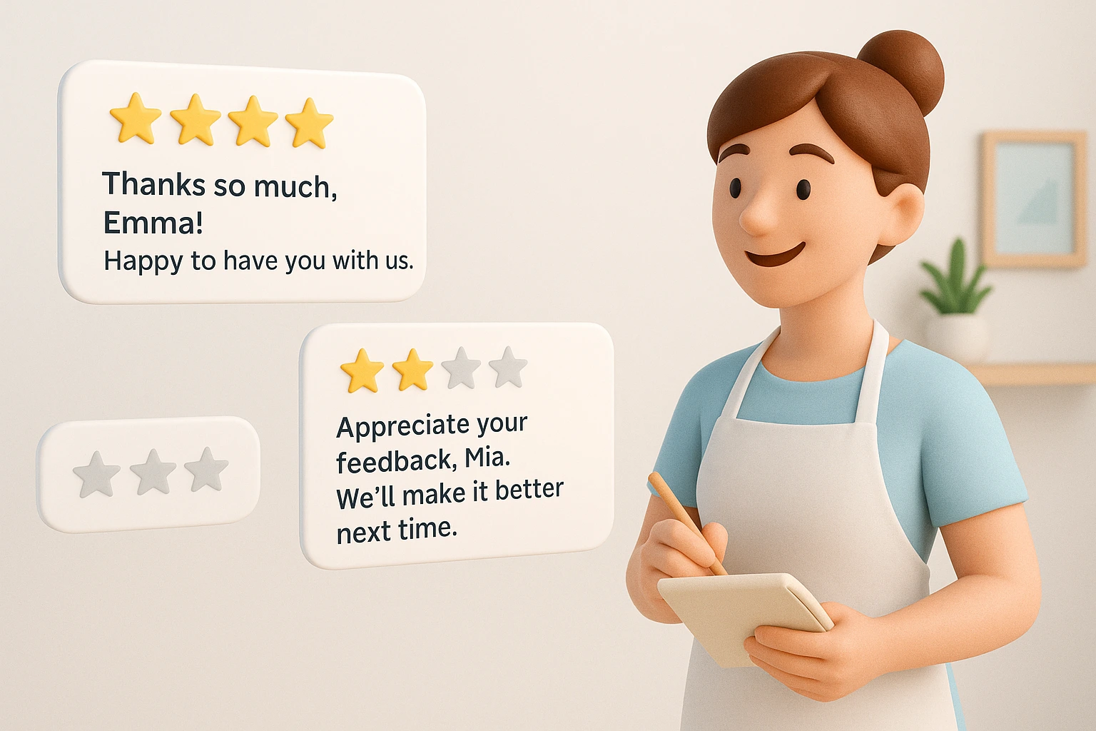 Salon owner replying to a customer review