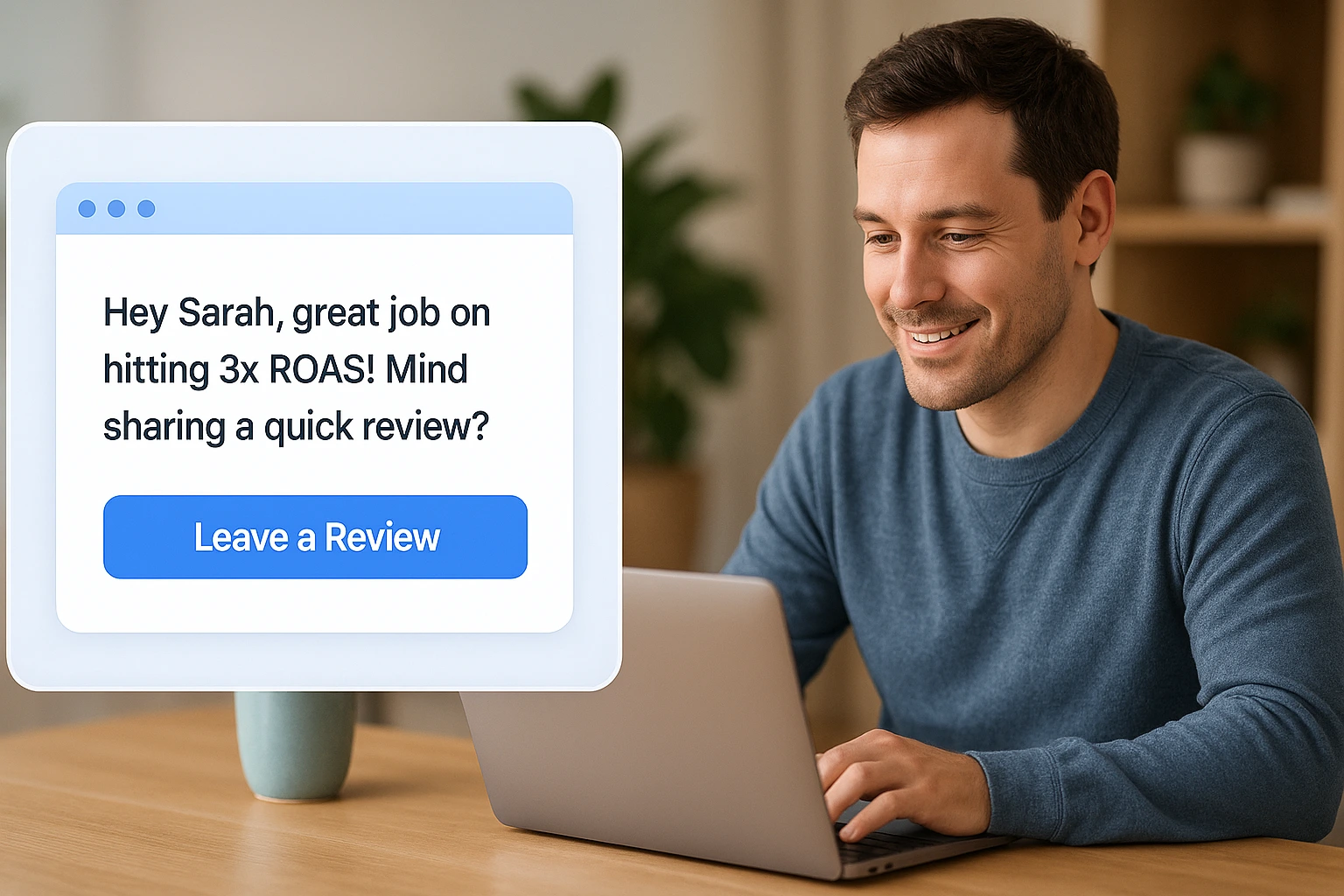 Marketing agency asking a client for a review after a campaign win