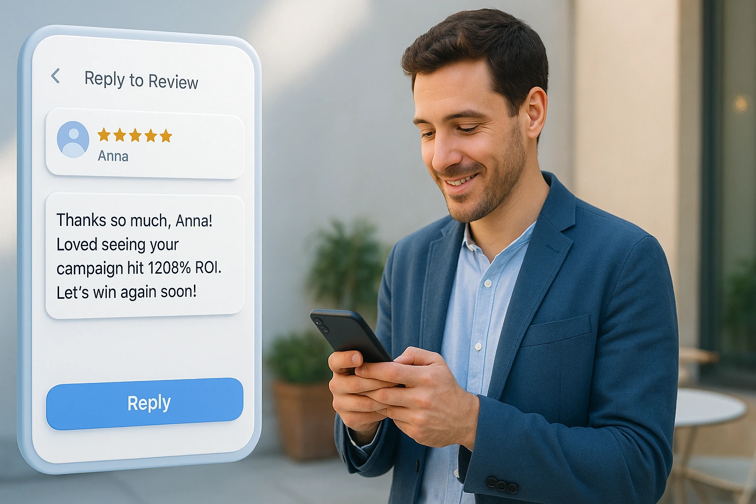 Marketing agency replying to a client review