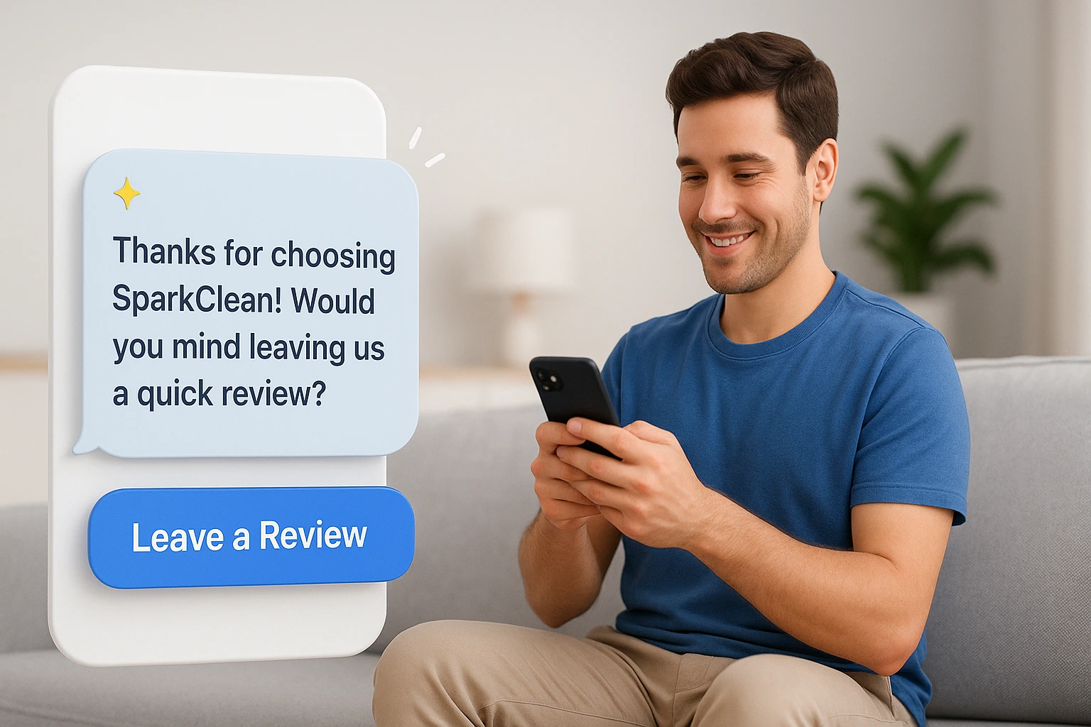 Automated review request for a cleaning company