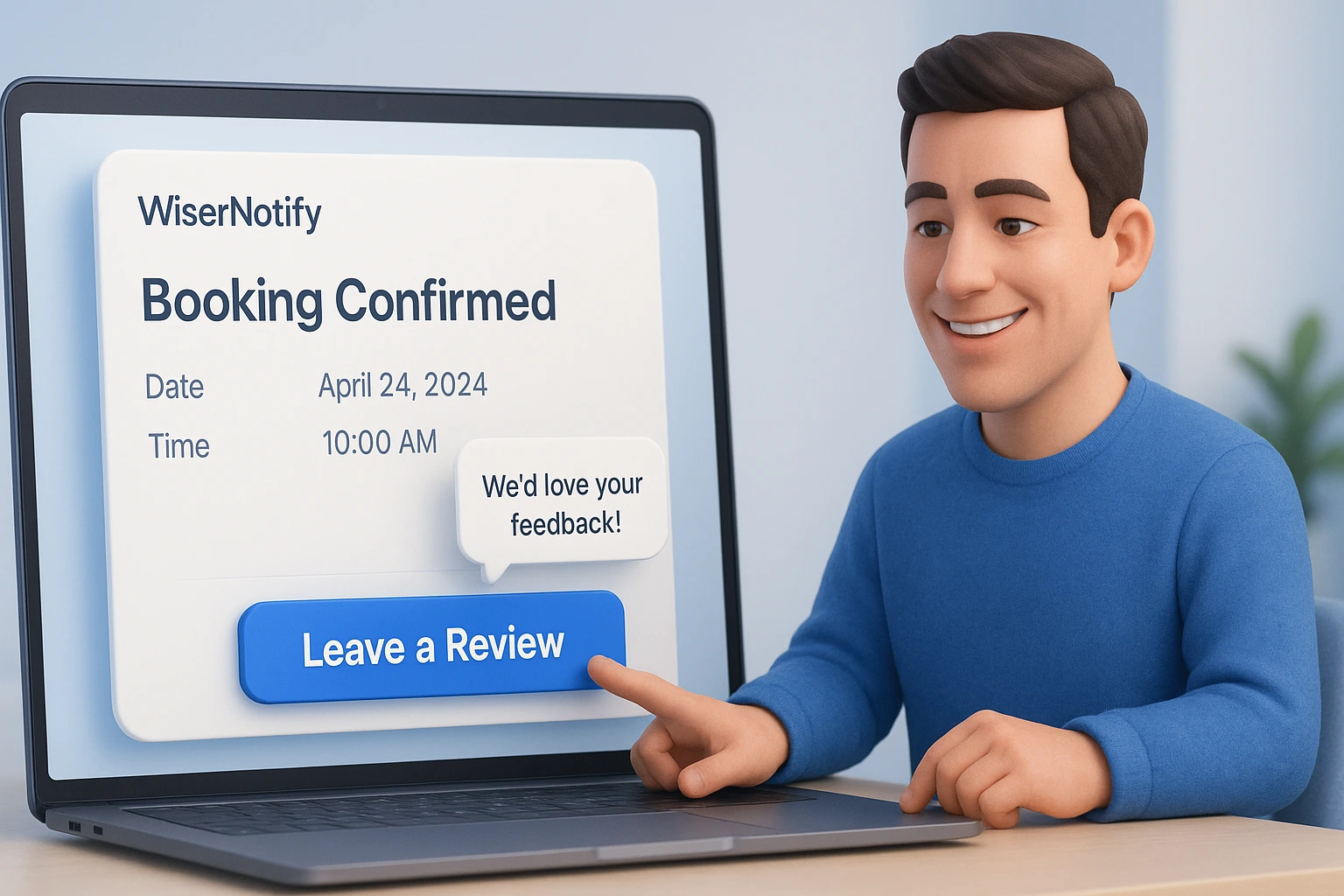 Review button added to a salon booking confirmation