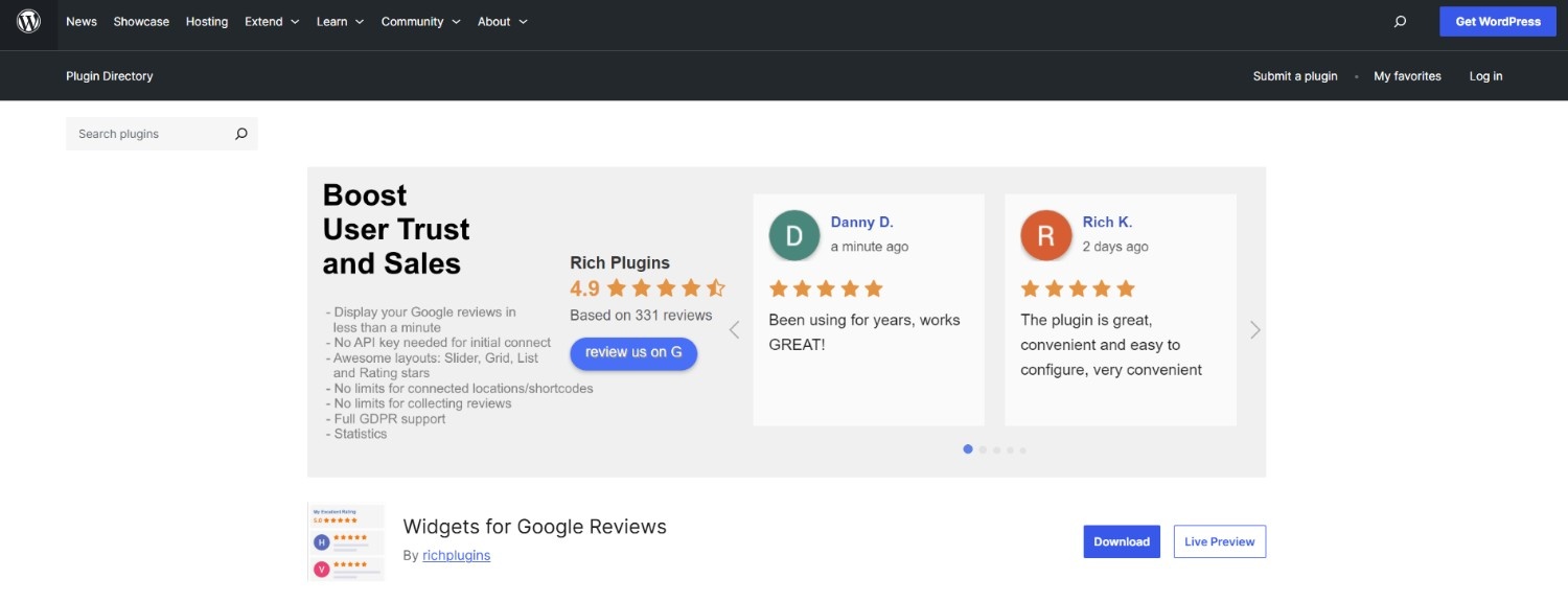 Rich Plugins Widgets for Google Reviews