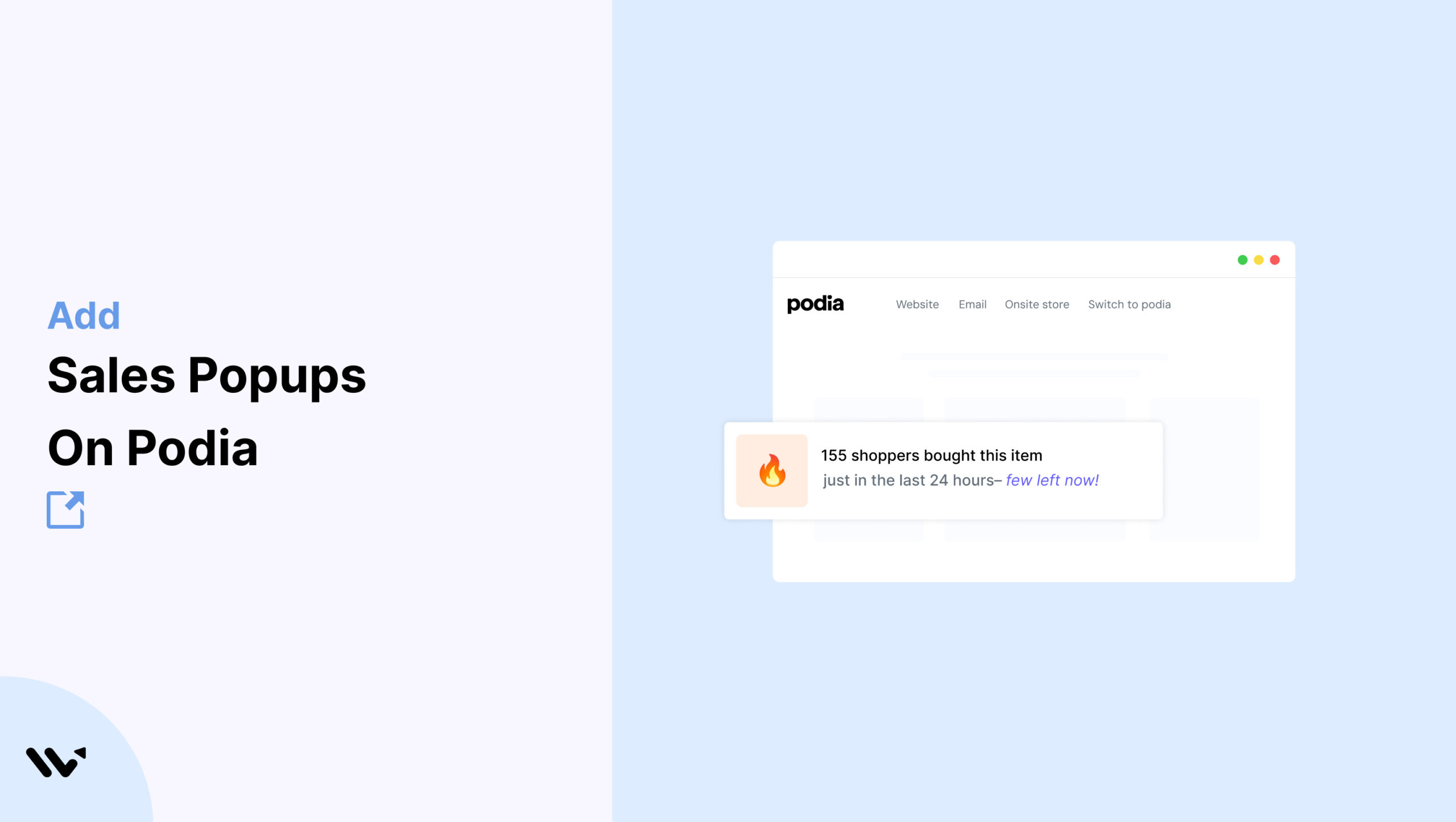 Sales Popups on Podia site