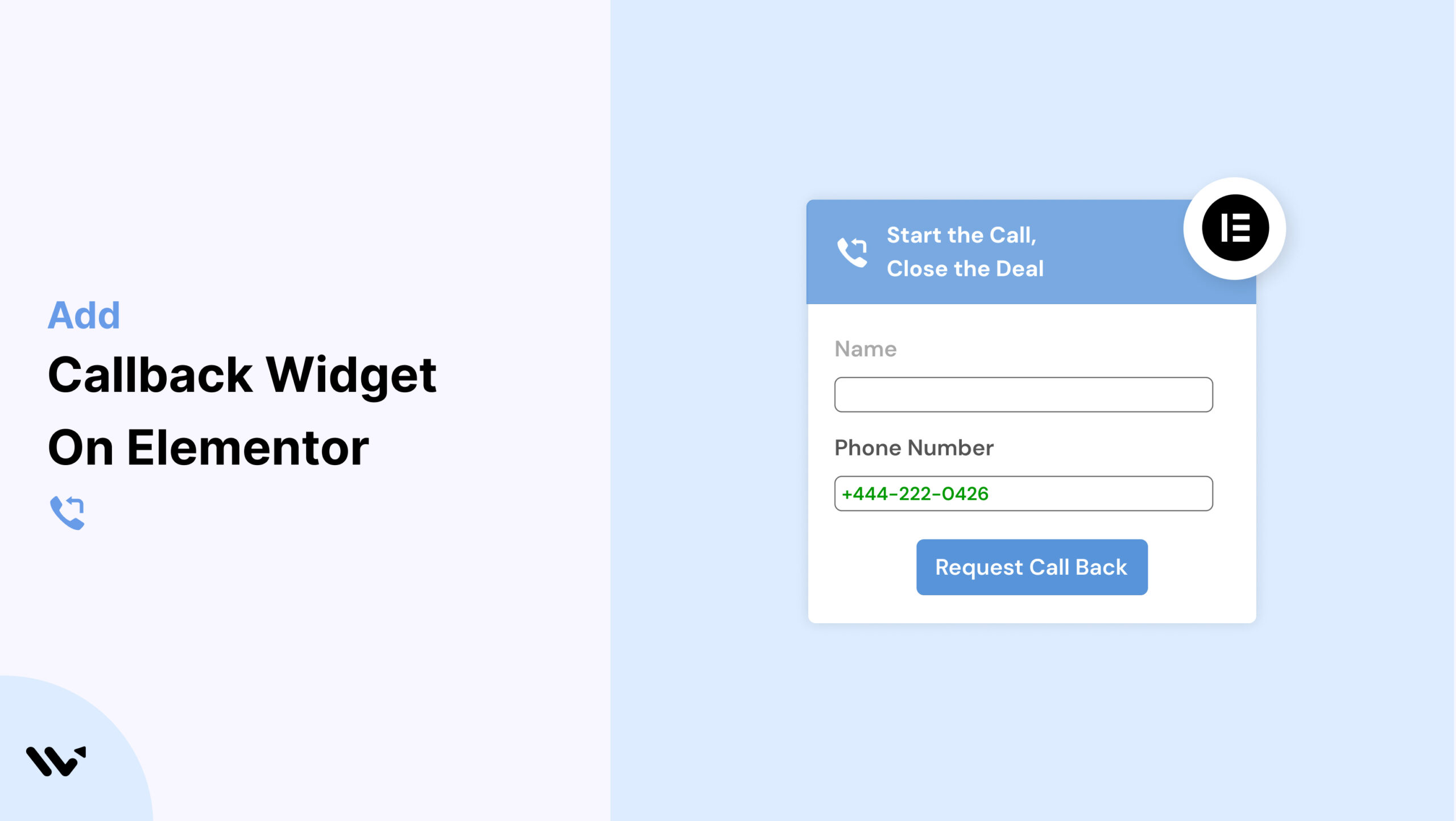 callback widget on Elementor
