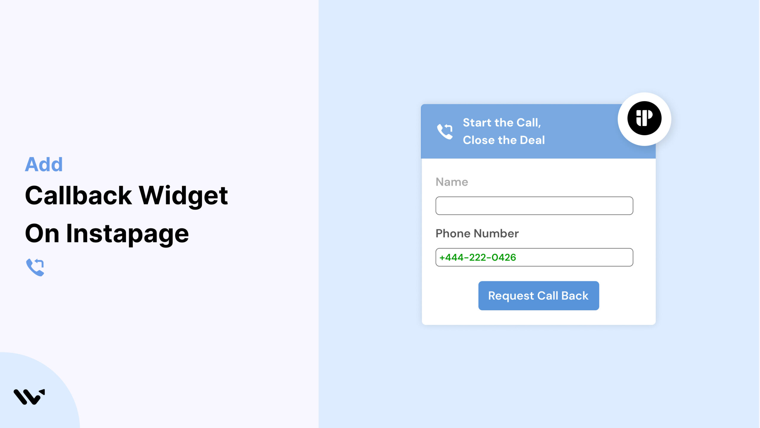 callback widget on Instapage