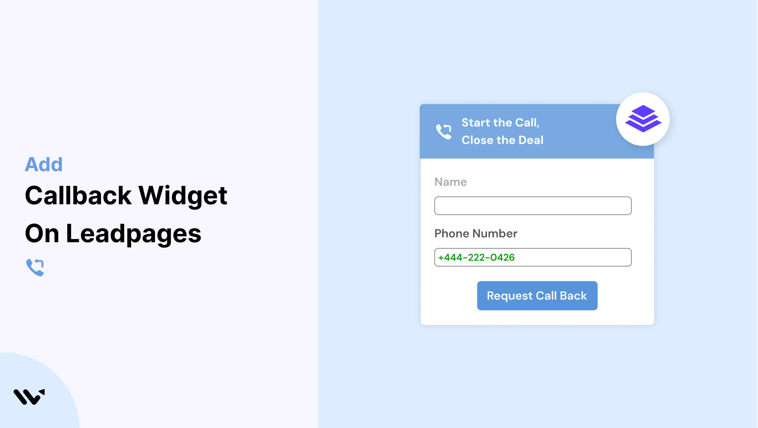 callback widget on Leadpages