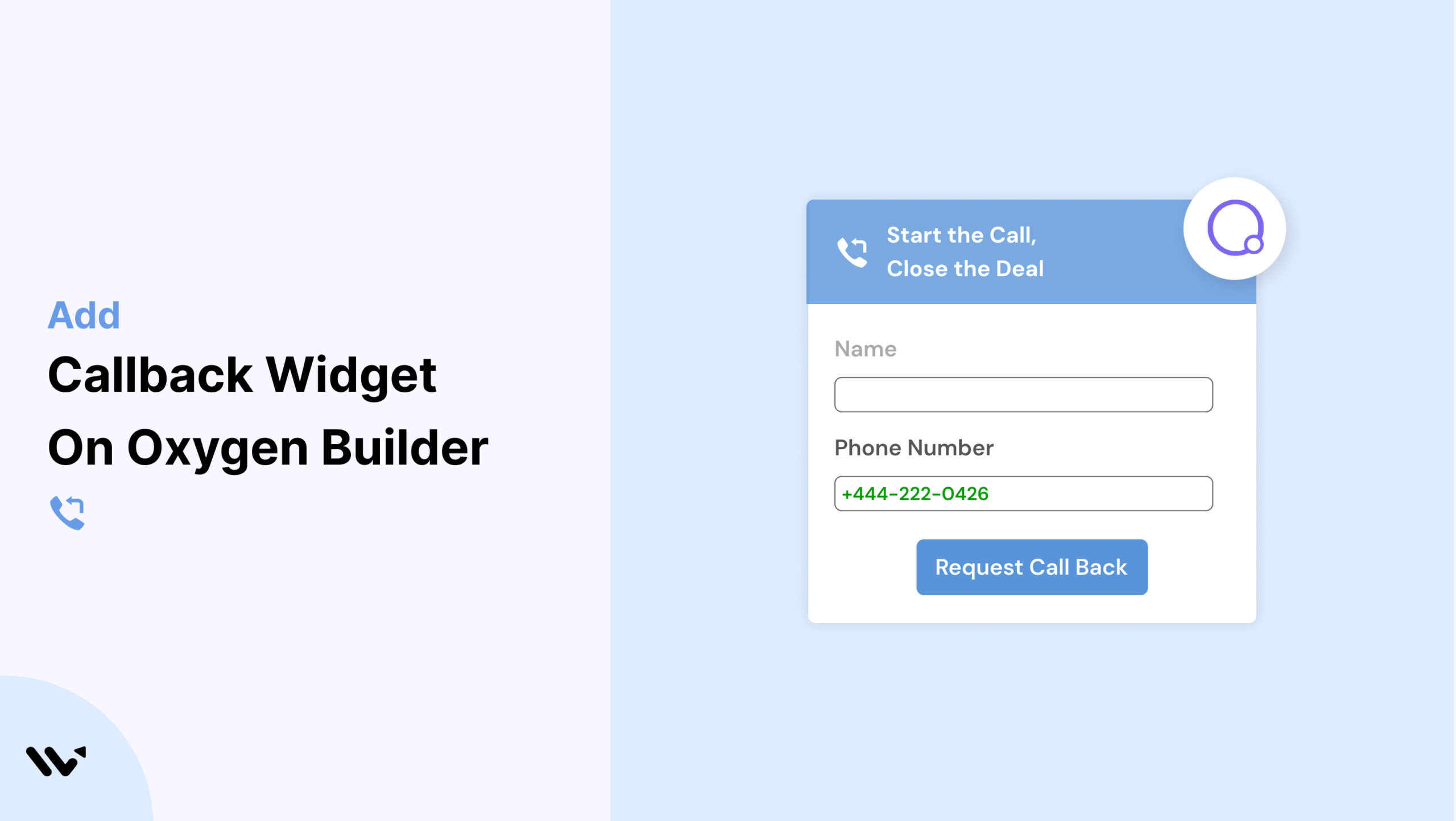 callback widget on Oxygen Builder