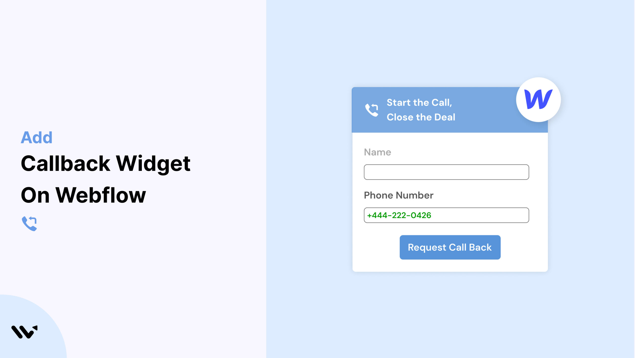 callback widget on Webflow