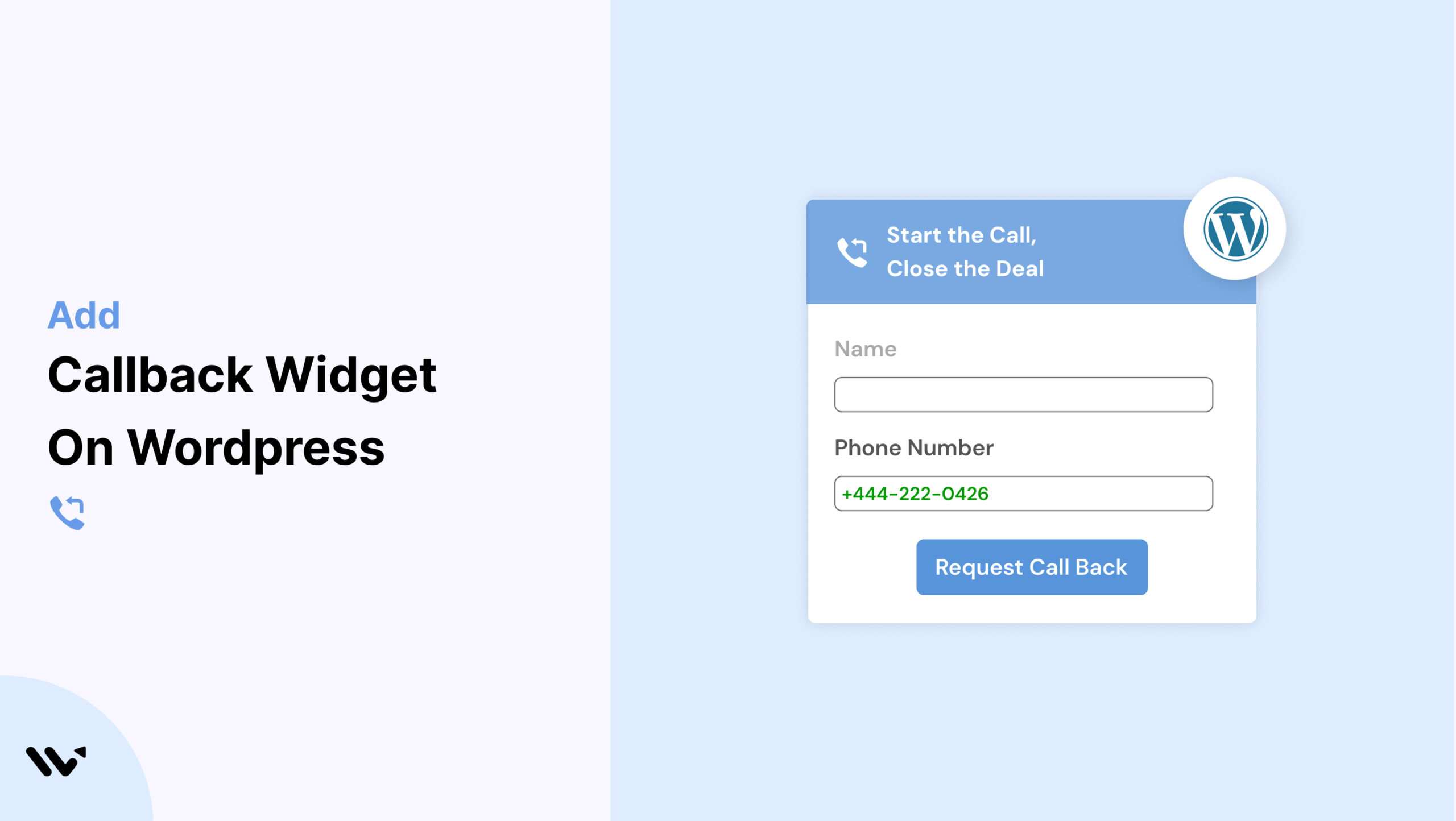 callback widget on Wordpress