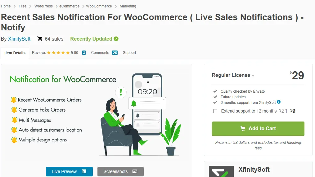 Recent Sales Notification WooCommerce Codecanyon alternative