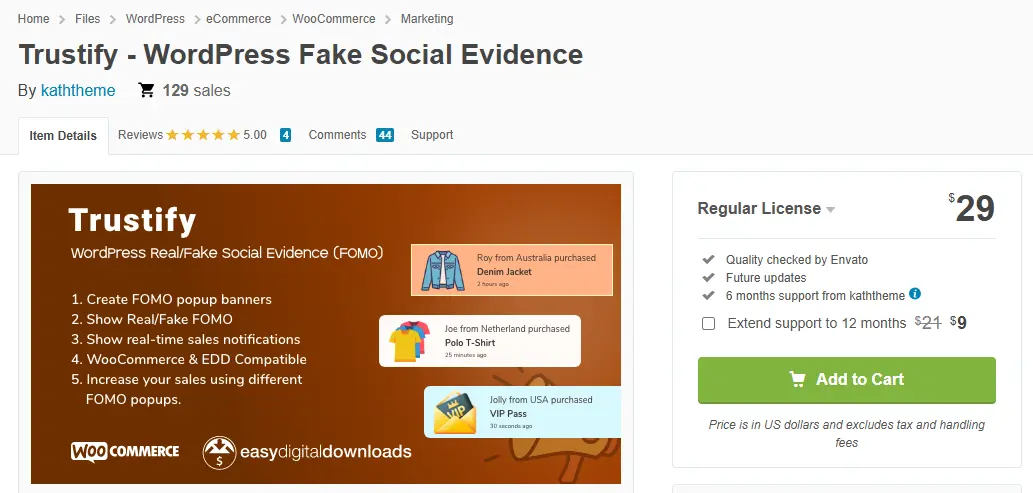Trustify Codecanyon social proof alternative