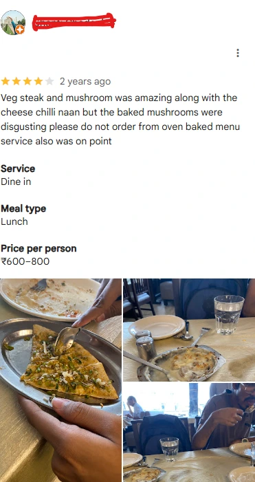 Honest balanced restaurant review example