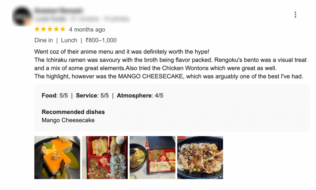 Themed restaurant review example anime menu