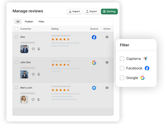 WiserReview review management dashboard