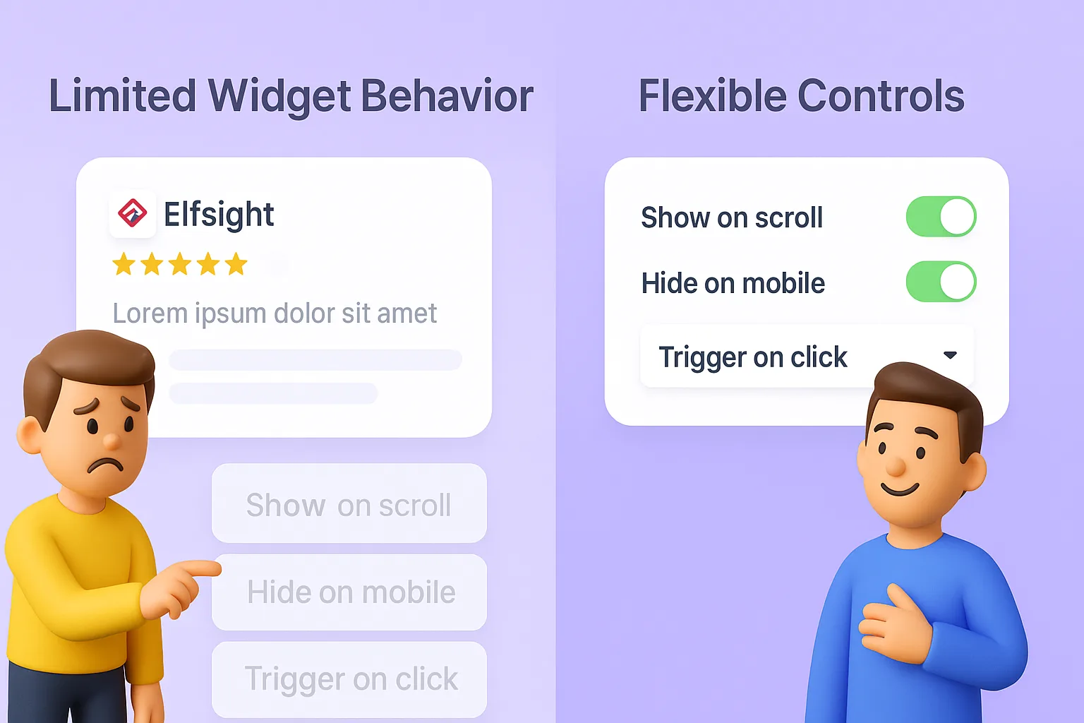 Widget customization comparison