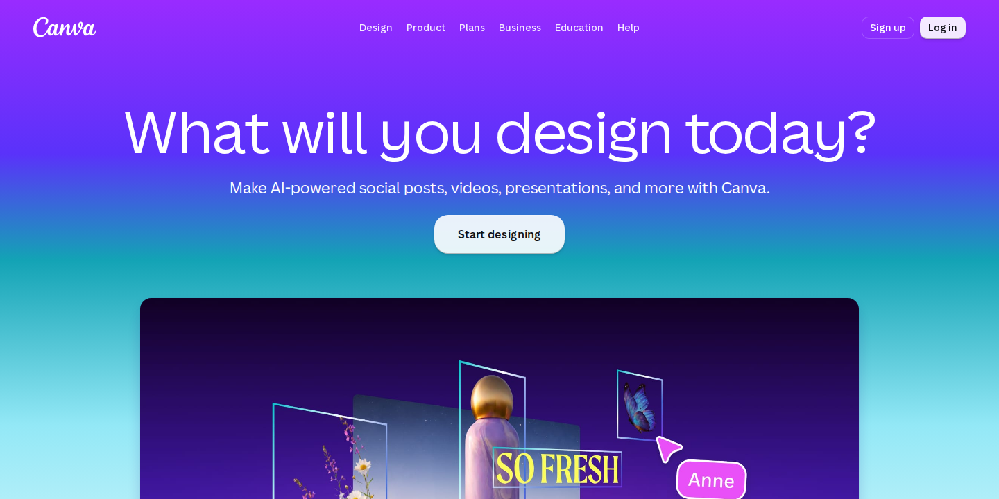 Canva homepage