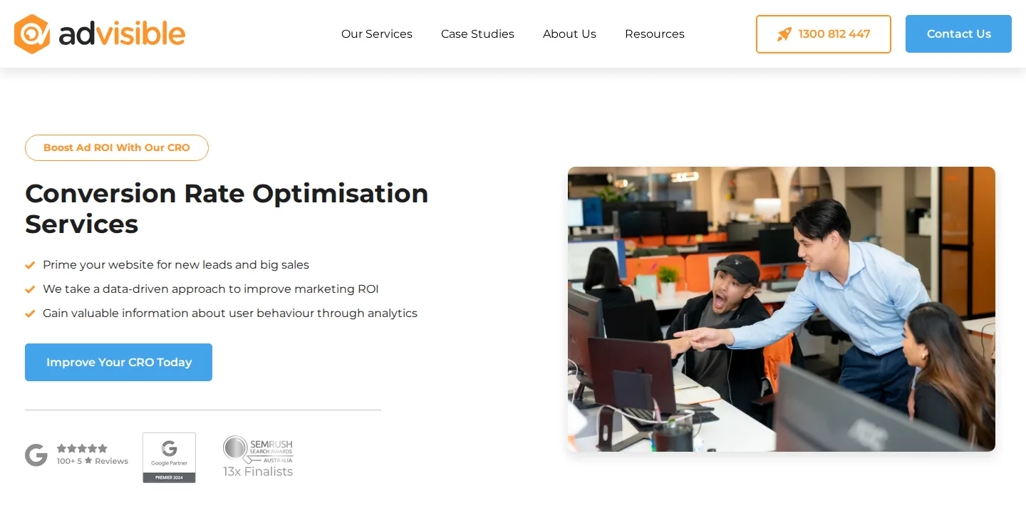 AdVisible conversion rate optimisation services page