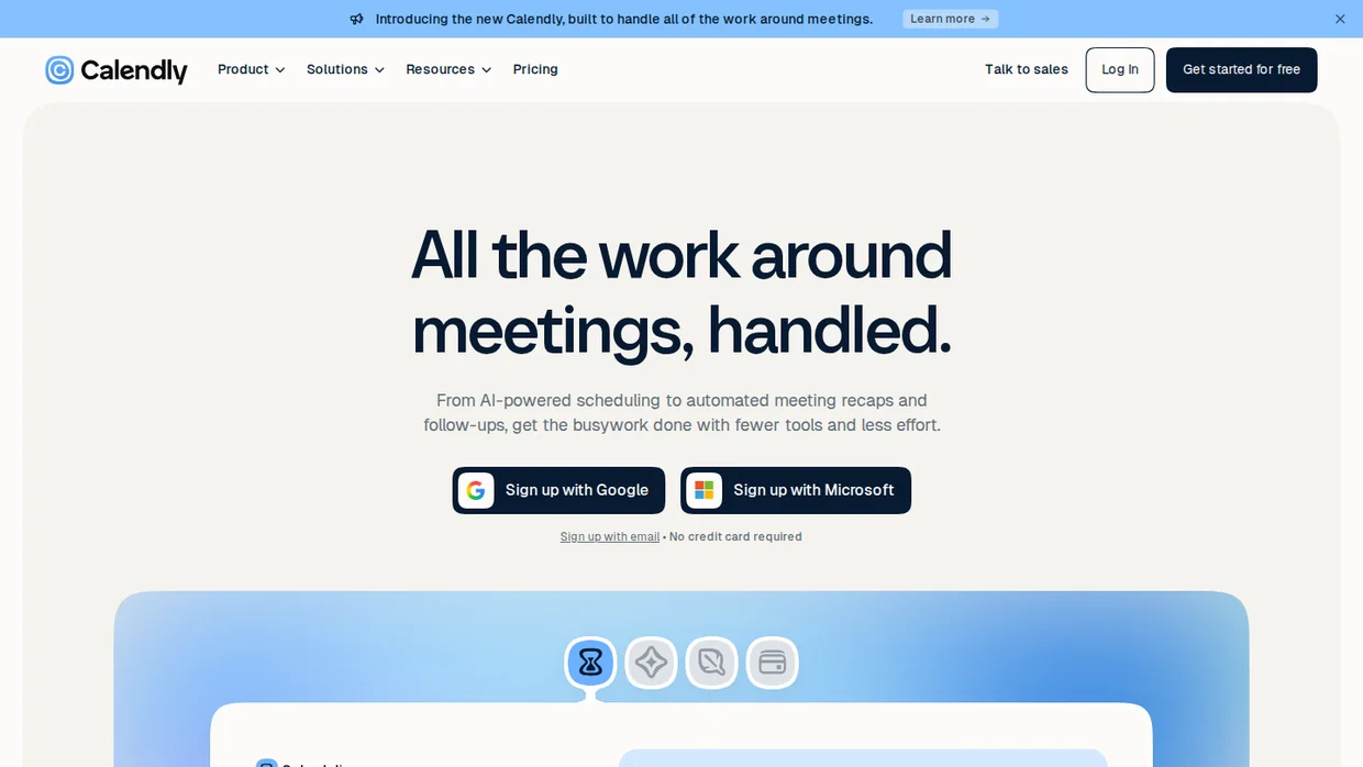 Calendly scheduling platform homepage