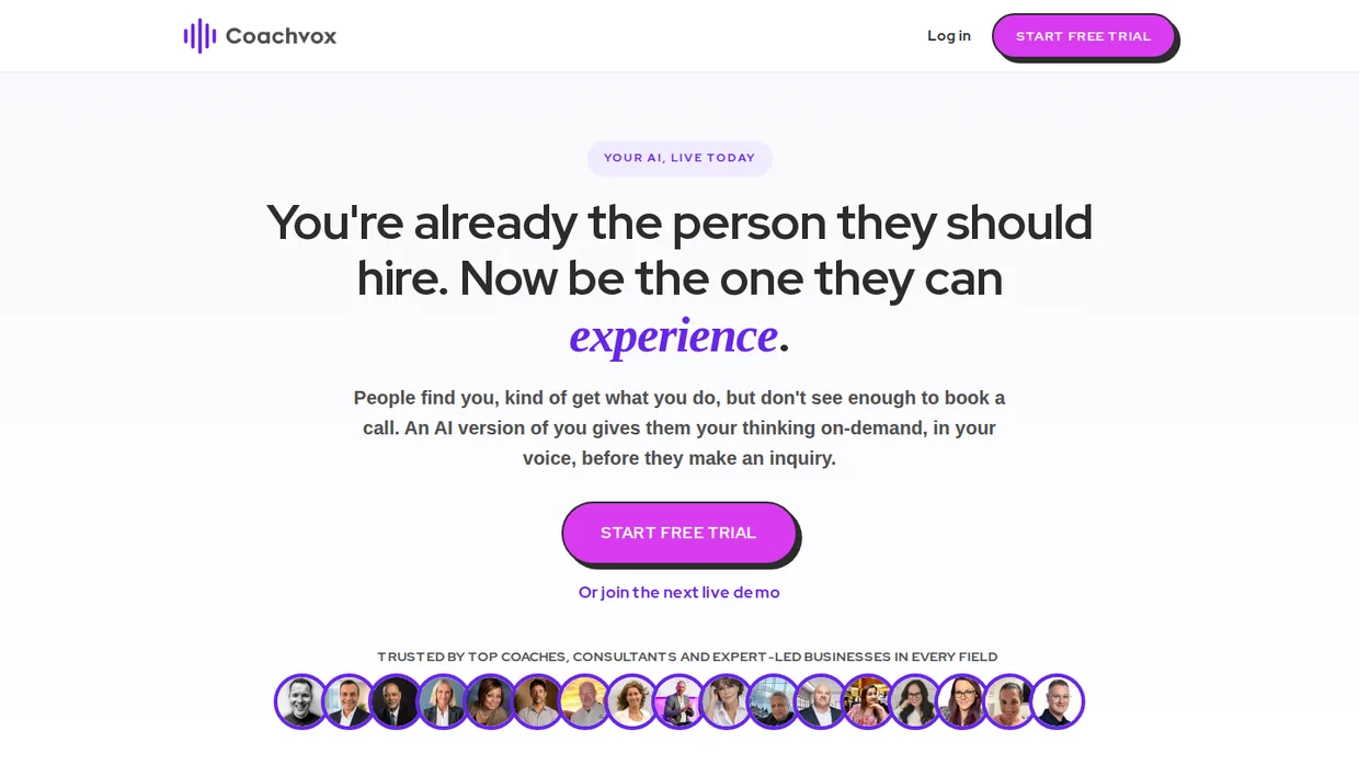 Coachvox AI clone for coaches homepage