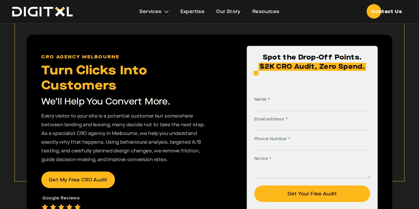 Digitxl CRO agency Melbourne page