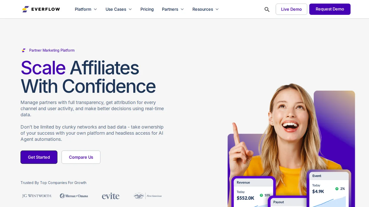 Everflow partner marketing platform homepage