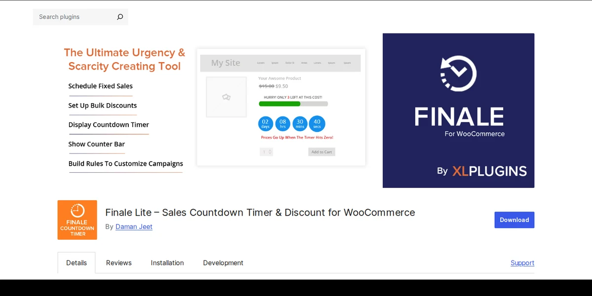 Finale Lite sales countdown timer plugin for WooCommerce