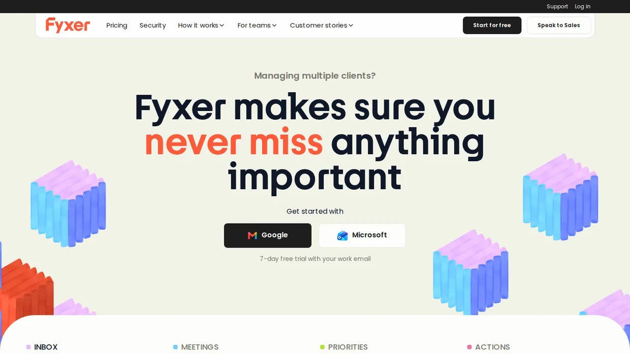 Fyxer AI inbox assistant homepage