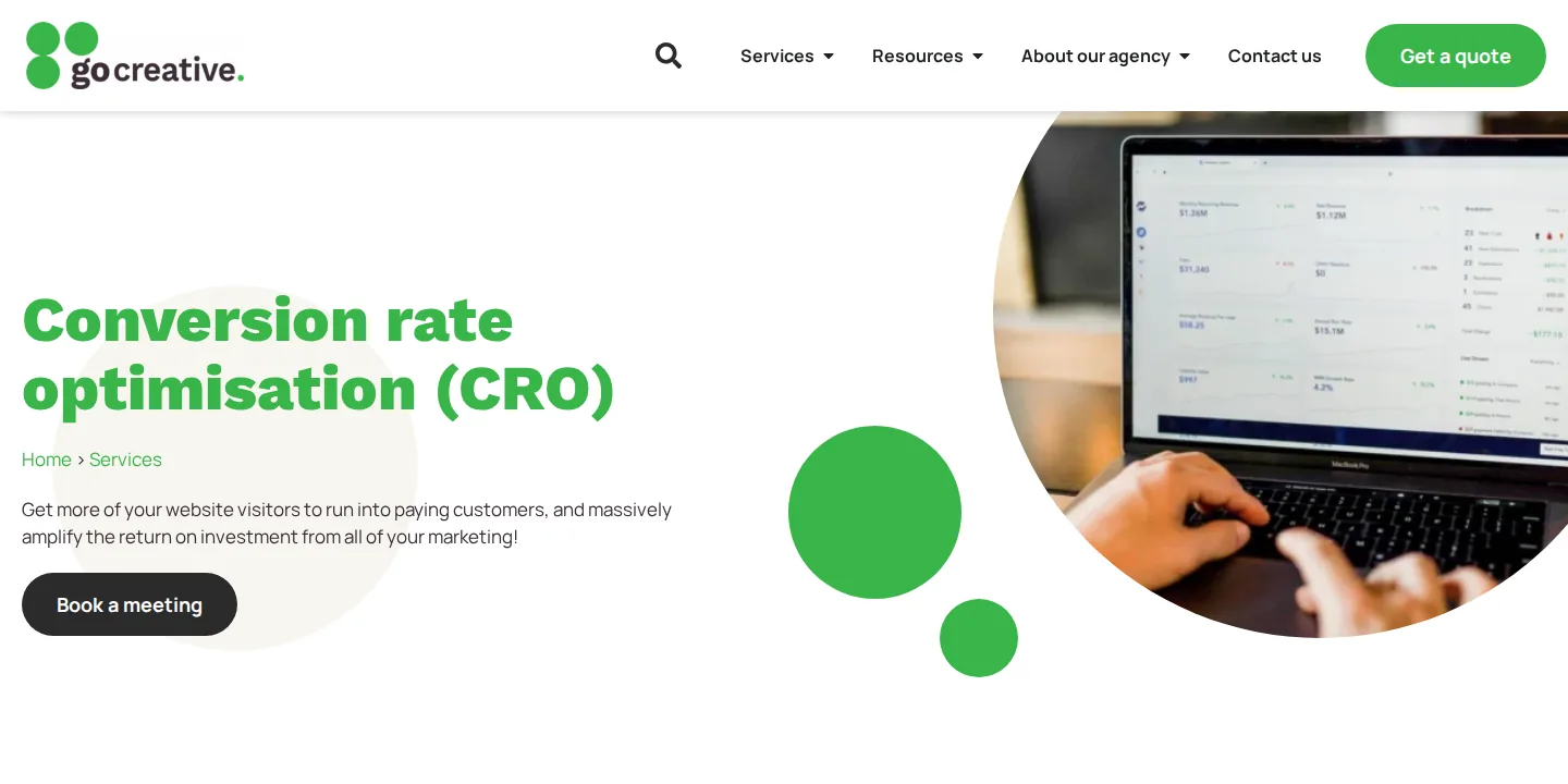 Go Creative conversion rate optimisation service page