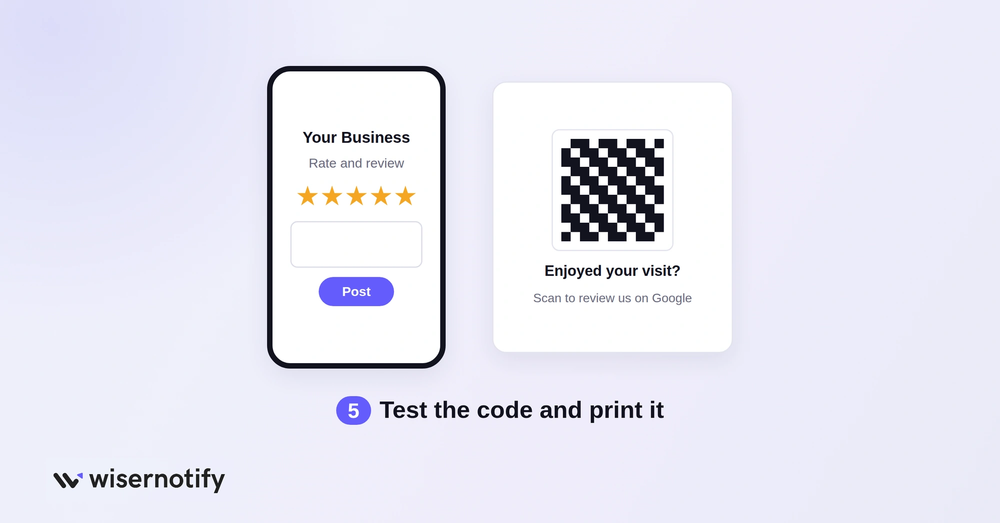 Step 5: test the Google review QR code and print it