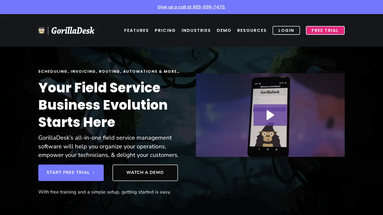 GorillaDesk field service software homepage
