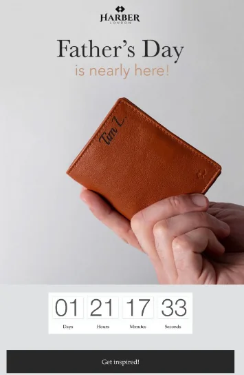 Harber London Father's Day email with a countdown timer