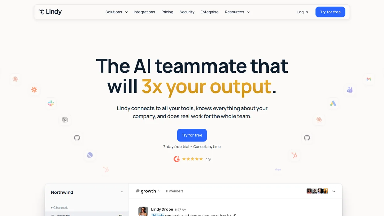 Lindy AI teammate homepage