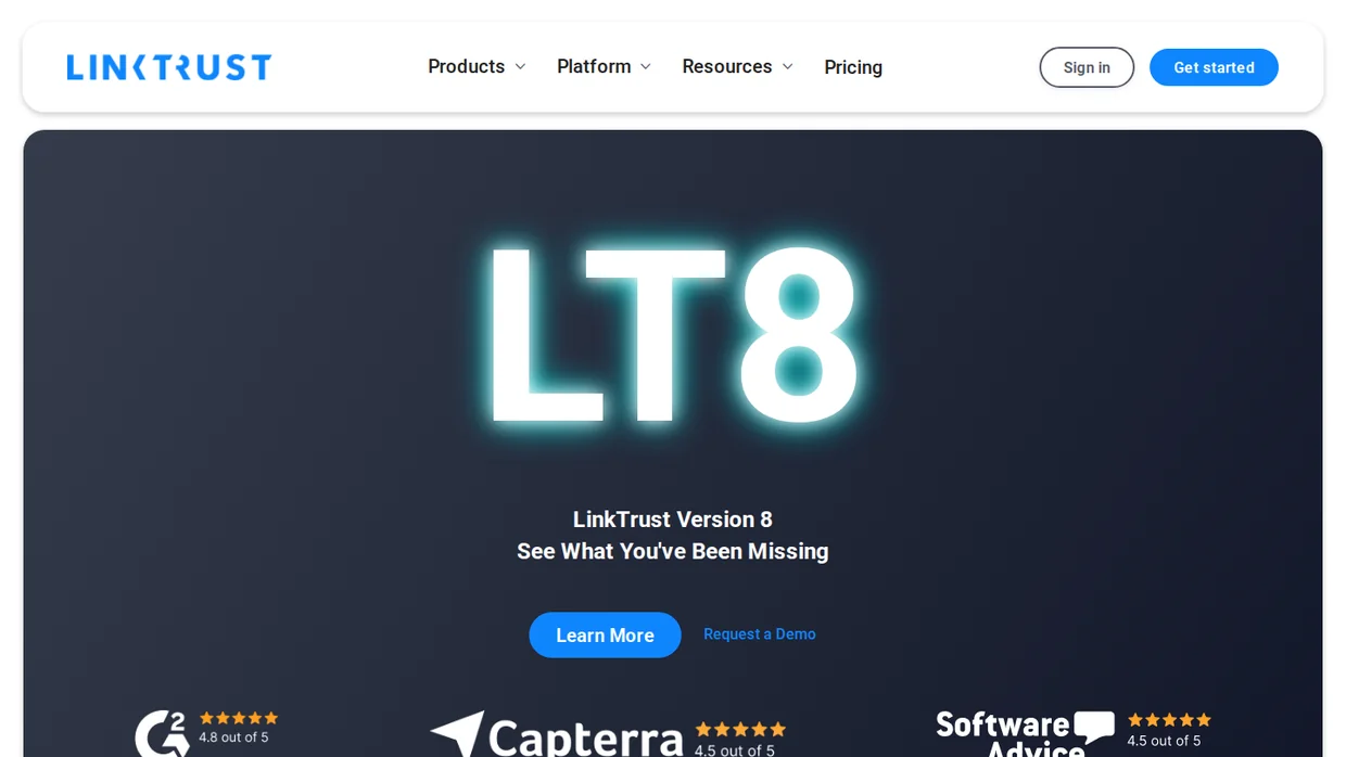LinkTrust performance marketing platform homepage